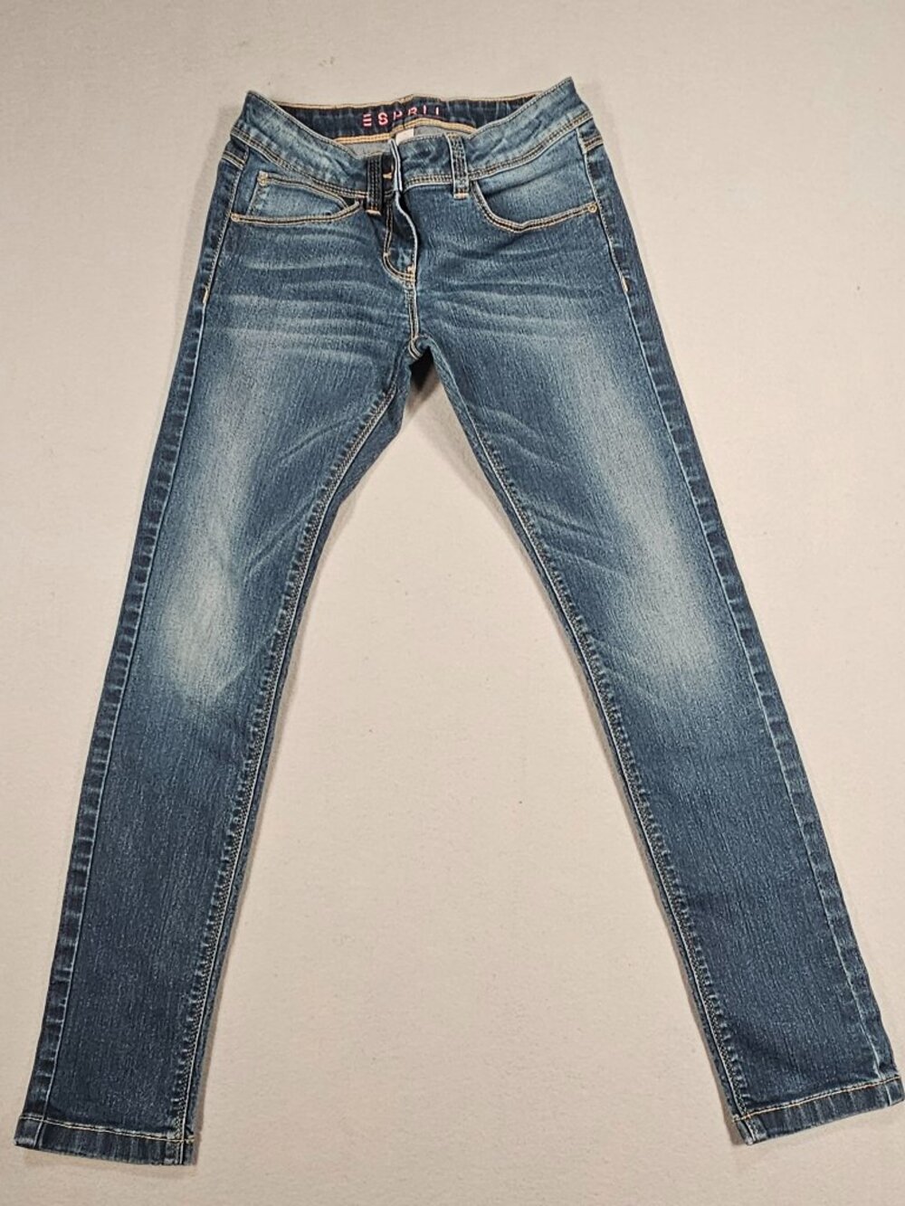 Esprit Youth Girls Straight Leg Distressed Washed Blue Jeans Size 10/12